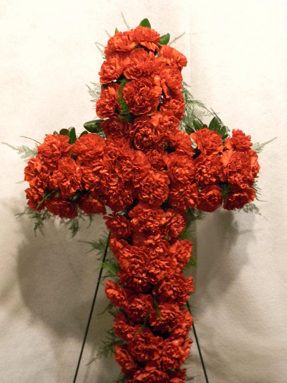 Large Cross With Carnations on an Easel